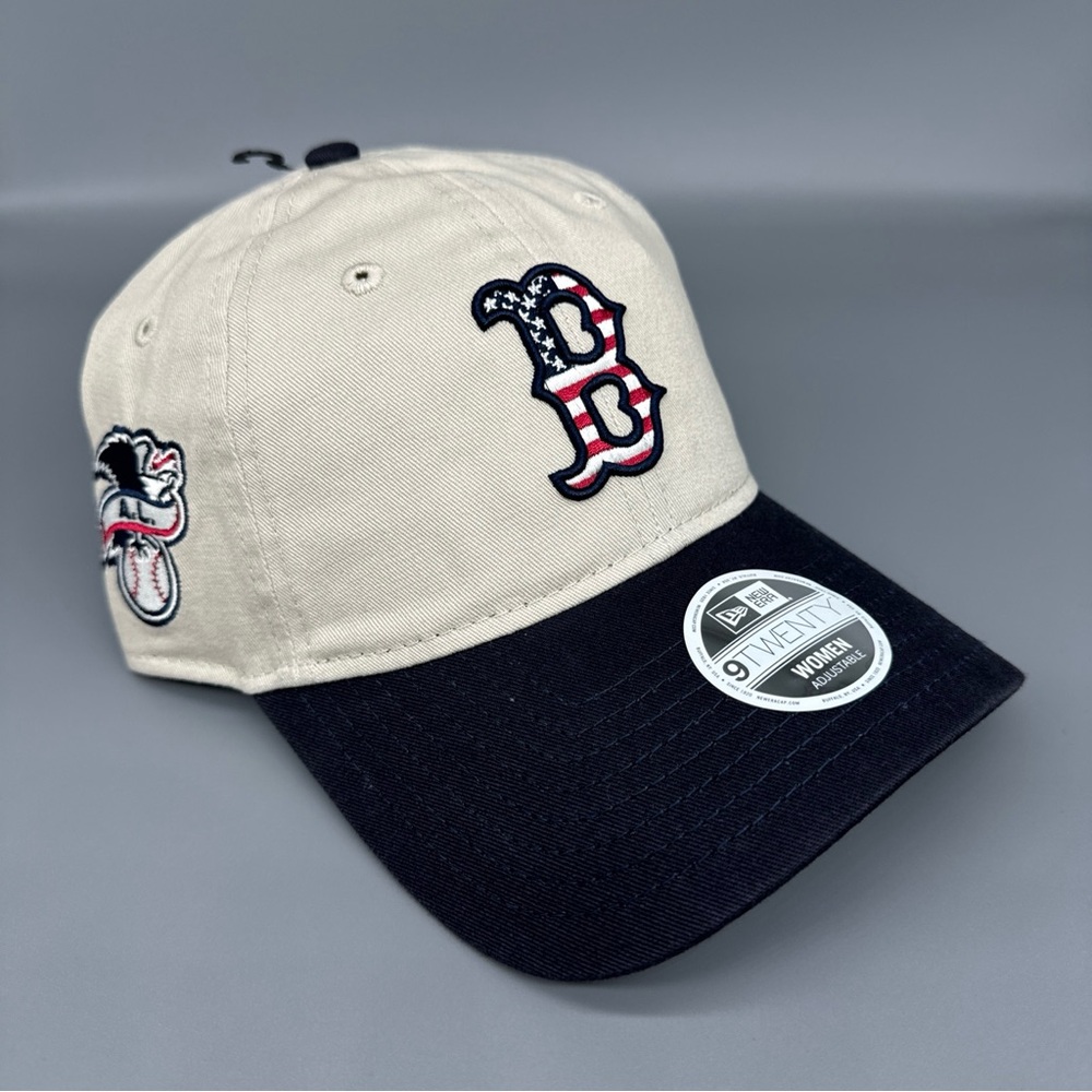 New Era 9TWENTY Women’s Khaki Boston Red Sox 2024 Fourth of July Adjustable Hat